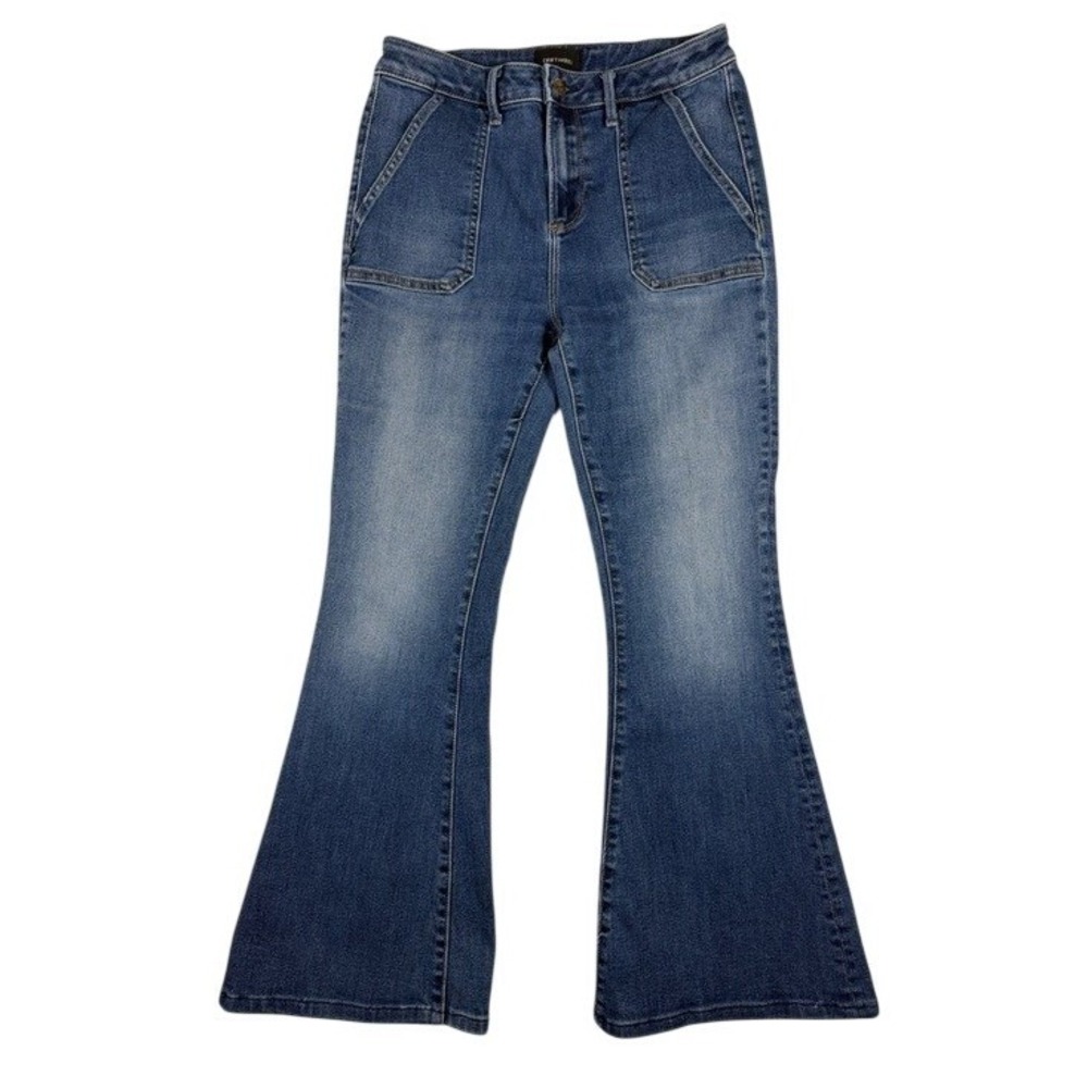Driftwood Womens High Rise Flare Jeans Medium Wash Blue Size 28 Bell Bottoms‎